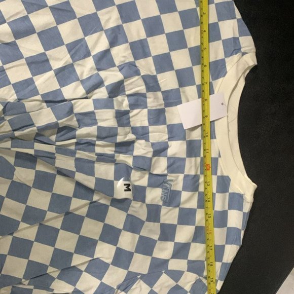 VANS Printed Knotty Long Sleeve Tee Ashley T-Shirt Check Blue White VN0A7YYJBD2 - Picture 3 of 11